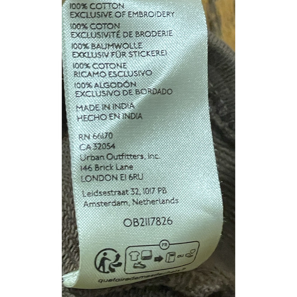 Free People Marty Smocked Sweatshirt Hooded Tunic Mini Dress Brown Bear Size Sm - Picture 12 of 12